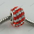 NACARAT DIAGONAL SWAROVSKI CRYSTAL SILVER CHARM BEAD