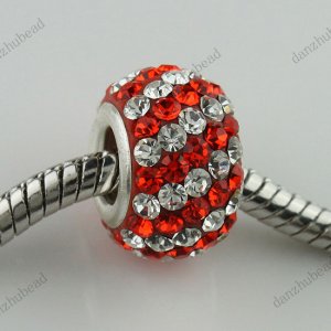 NACARAT DIAGONAL SWAROVSKI CRYSTAL SILVER CHARM BEAD