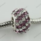 LIGHT PURPLE DIAGONAL SWAROVSKI CRYSTAL 925 SILVER BEAD