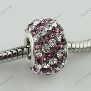 LIGHT PURPLE DIAGONAL SWAROVSKI CRYSTAL 925 SILVER BEAD