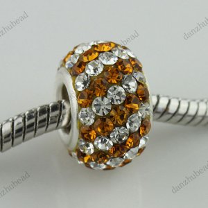 GOLDEN DIAGONAL SWAROVSKI CRYSTAL 925 SILVER CHARM BEAD