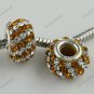 GOLDEN DIAGONAL SWAROVSKI CRYSTAL 925 SILVER CHARM BEAD