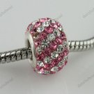 ROSE DIAGONAL SWAROVSKI CRYSTAL 925 SILVER CHARM BEAD