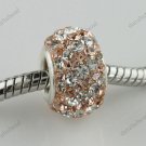 PEACH DIAGONAL SWAROVSKI CRYSTAL 925 SILVER CHARM BEAD