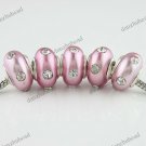 5X CLEAR CRYSTAL LIGHT PURPLE POLYMER CLAY EUROPEAN BIG HOLE CHARM LOOSE BEADS