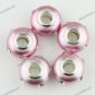 5X CLEAR CRYSTAL LIGHT PURPLE POLYMER CLAY EUROPEAN BIG HOLE CHARM LOOSE BEADS