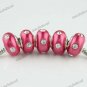 5X CLEAR CRYSTAL ROSE POLYMER CLAY EUROPEAN BIG HOLE CHARM LOOSE BEADS FINDINGS
