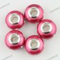 5X CLEAR CRYSTAL ROSE POLYMER CLAY EUROPEAN BIG HOLE CHARM LOOSE BEADS FINDINGS