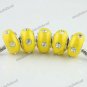 5X CLEAR CRYSTAL YELLOW POLYMER CLAY EUROPEAN BIG HOLE CHARM LOOSE BEADS