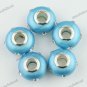 5X CLEAR CRYSTAL ROYAL BLUE POLYMER CLAY EUROPEAN CHARM LOOSE BEADS FINDINGS