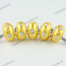 5X CLEAR CRYSTAL GOLDEN POLYMER CLAY EUROPEAN LOOSE BEADS JEWELRY FINDINGS
