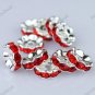 100X RED CRYSTAL SILVER SPACER LOOSE BEADS JEWELRY FINDINGS WHOLESALE 10MM