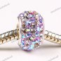AB COLORS SWAROVSKI CRYSTAL 925 STERLING SILVER EUROPEAN BIG HOLE BEAD CHARMS