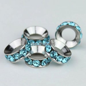 100X WHOLESALE OCEAN BLUE CRYSTAL EUROPEAN CHARM BEADS
