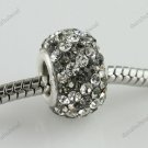 GRAY DIAGONAL SWAROVSKI CRYSTAL 925 SILVER CHARM BEAD
