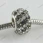 GRAY DIAGONAL SWAROVSKI CRYSTAL 925 SILVER CHARM BEAD