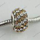 LIGHT GOLDEN DIAGONAL SWAROVSKI CRYSTAL 925 SILVER BEAD