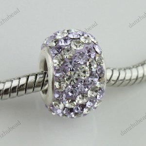 VOILET DIAGONAL SWAROVSKI CRYSTAL 925 SILVER CHARM BEAD