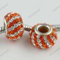 ORANGE DIAGONAL SWAROVSKI CRYSTAL 925 SILVER CHARM BEAD