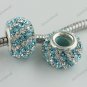 OCEAN BLUE DIAGONAL SWAROVSKI CRYSTAL SILVER CHARM BEAD