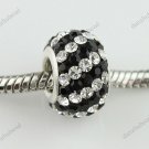 CLEAR DIAGONAL SWAROVSKI CRYSTAL 925 SILVER CHARM BEAD