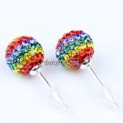 925 SILVER STICK RAINBOW SWAROVSKI CRYSTAL EARRINGS 8MM