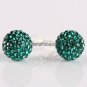 SILVER STICK DEEP GREEN SWAROVSKI CRYSTAL EARRINGS 8MM
