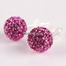 925 SILVER STICK MAGENTA SWAROVSKI CRYSTAL EARRINGS 8MM