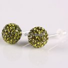 TRUE SILVER STICK OLIVE SWAROVSKI CRYSTAL EARRINGS 8MM