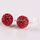TRUE SILVER STICK RED SWAROVSKI CRYSTAL EARRINGS 8MM