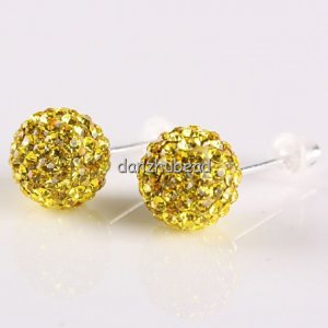 TRUE SILVER STICK YELLOW SWAROVSKI CRYSTAL EARRINGS 8MM