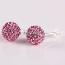 TRUE SILVER STICK ROSE SWAROVSKI CRYSTAL EARRINGS 8MM