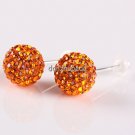 TRUE SILVER STICK ORANGE SWAROVSKI CRYSTAL EARRINGS 8MM