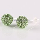 TRUE SILVER STICK GREEN SWAROVSKI CRYSTAL EARRINGS 8MM