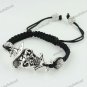 1X CLEAR CRYSTAL METAL DISCO BALL BEAD SKULL MACRAME ADJUSTABLE CHARM BRACELET