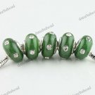 20X WHOLESALE CLEAR CRYSTAL DEEP GREEN POLYMER CLAY EUROPEAN CHARM LOOSE BEADS
