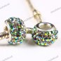 1X CLEAR & OLIVE AB SWAROVSKI CRYSTAL AUTHENTIC 925 SILVER EUROPEAN CHARM BEAD
