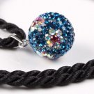 TRUE SILVER DEEP BLUE SWAROVSKI CRYSTAL FLOWER PENDANT