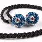 TRUE SILVER DEEP BLUE SWAROVSKI CRYSTAL FLOWER PENDANT