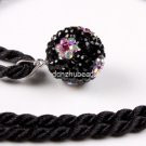 TRUE SILVER BLACK SWAROVSKI CRYSTAL FLOWER PENDANT 14MM