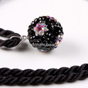 TRUE SILVER BLACK SWAROVSKI CRYSTAL FLOWER PENDANT 14MM