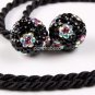 TRUE SILVER BLACK SWAROVSKI CRYSTAL FLOWER PENDANT 14MM