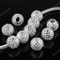 200X WHOLESALE SILVER NET BALL EUROPEAN BIG HOLE CHARM BEADS JEWELRY FINDINGS
