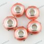 5X CLEAR CRYSTAL DEEP PEACH POLYMER CLAY EUROPEAN CHARM LOOSE BEADS FINDINGS