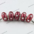 5X CLEAR CRYSTAL DEEP RED POLYMER CLAY EUROPEAN BIG HOLE LOOSE BEADS FINDINGS