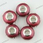 5X CLEAR CRYSTAL DEEP RED POLYMER CLAY EUROPEAN BIG HOLE LOOSE BEADS FINDINGS