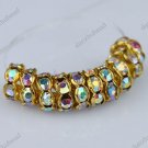 100X WHOLESALE LOTS CLEAR AB CRYSTAL GOLD SPACER LOOSE BEADS FINDINGS 8MM
