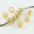 200X WHOLESALE GOLDEN NET BALL EUROPEAN BIG HOLE CHARM BEADS FINDINGS 10MM
