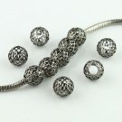 200X WHOLESALE BLACK NET BALL EUROPEAN BIG HOLE CHARM BEADS FINDINGS 10MM