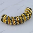 100X WHOLESALE LOTS GREY CRYSTAL GOLD SPACER LOOSE BEADS FINDINGS 8MM